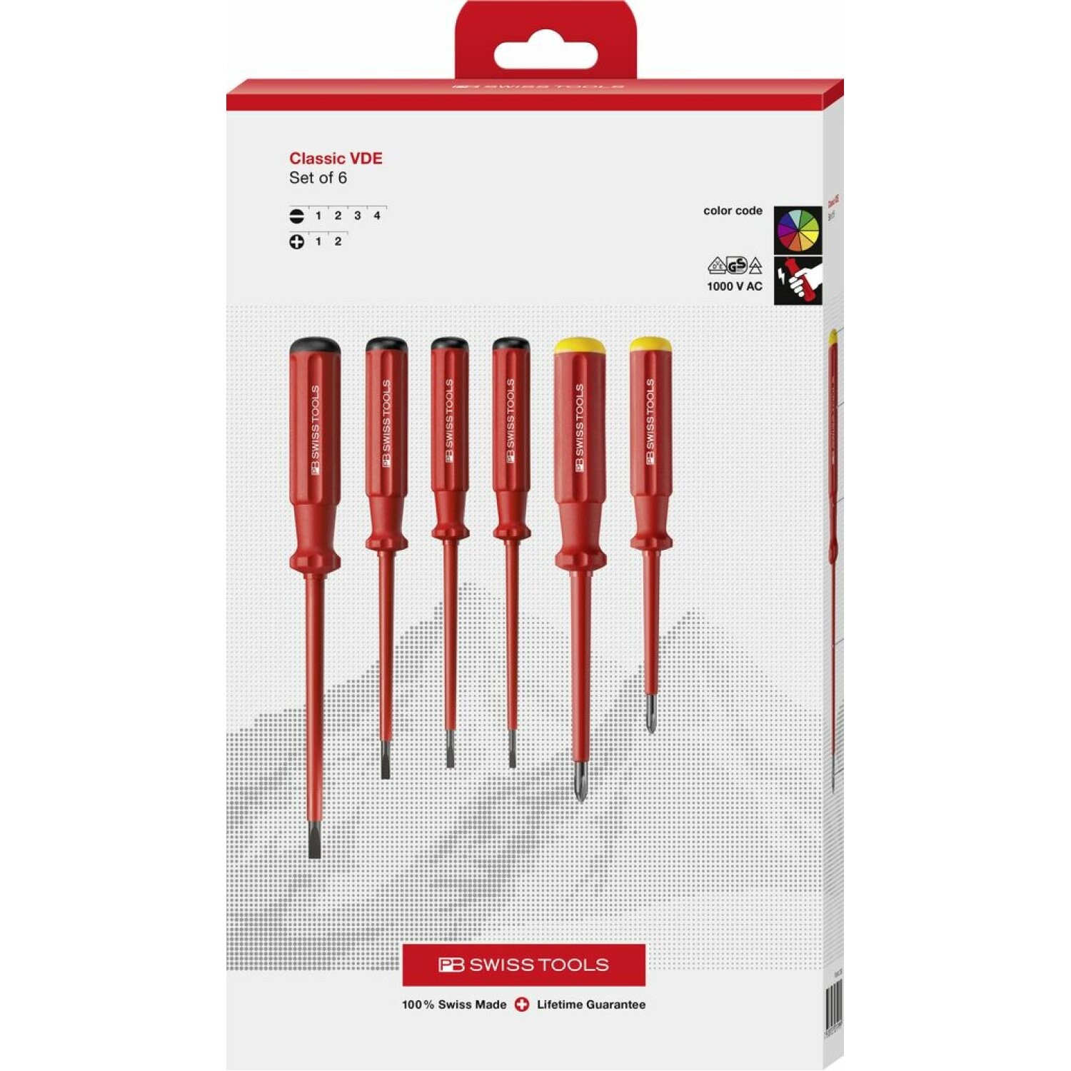 PB Swiss Tools PB 5542.CBB Classic VDE Screwdriver Set, 6 Pcs