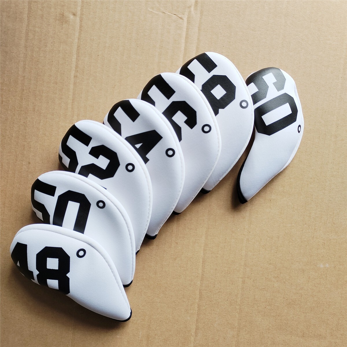 7pcs White Neoprene Golf Wedge Club Headcovers 48° 50° 52° 54° 56° 58° 60°RH