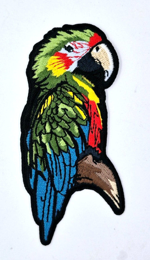 Colorful Parrot Iron Embroidered Patch 2" X 4 1/2"