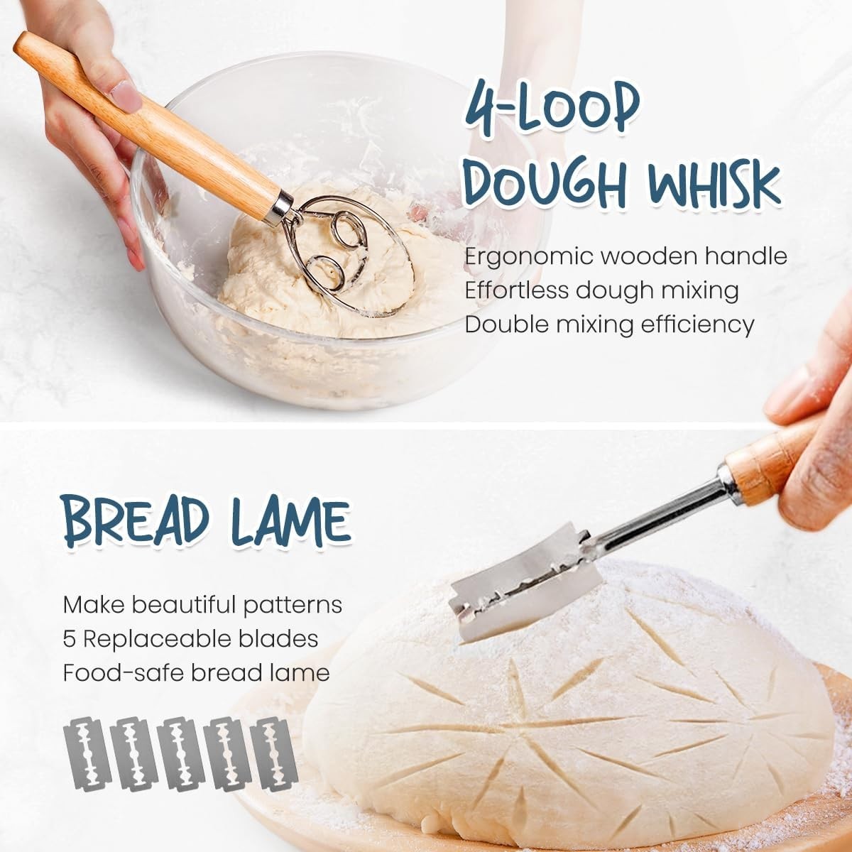 9-Inch Round & 10-Inch Oval Rattan Proofing Baskets with Essential Baking Tools