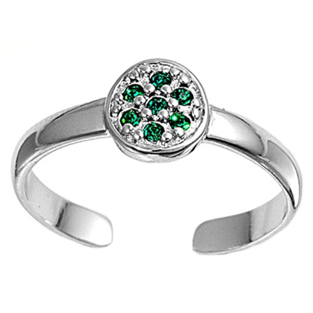 Simulated Green .925 Sterling Silver Toe Ring