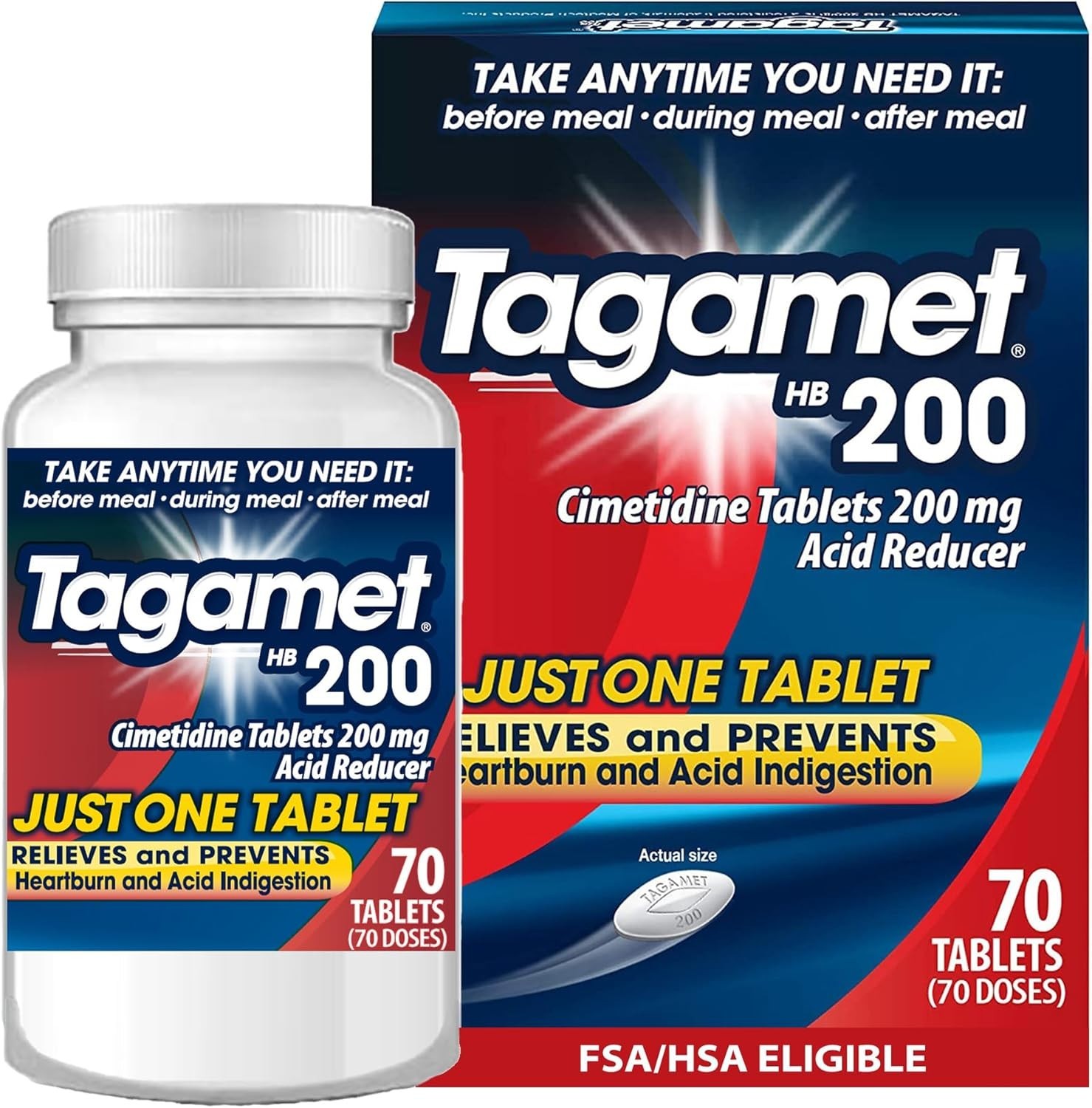 Tagamet HB 200 Mg Cimetidine Acid Reducer and Heartburn Relief, 70 Count
