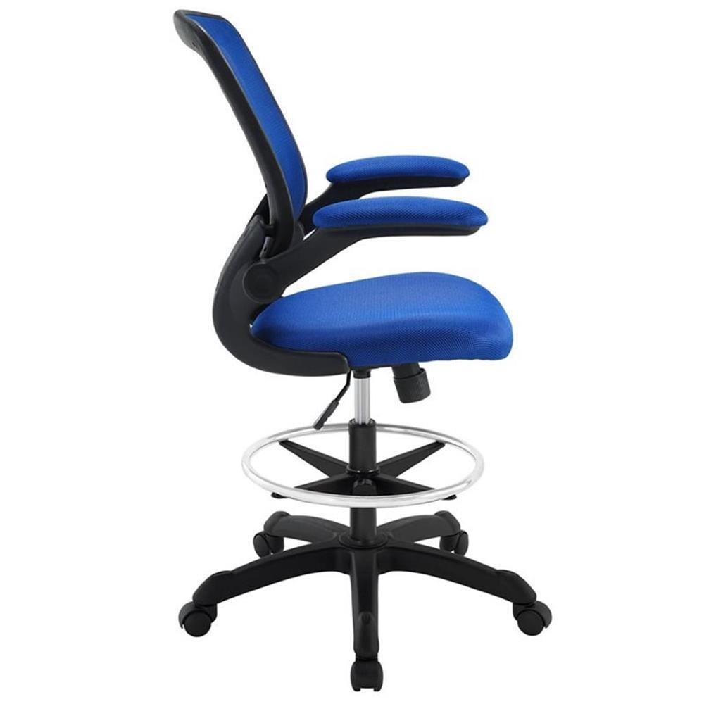 Modway Veer Modern Mesh Fabric & Metal Drafting Chair in Blue