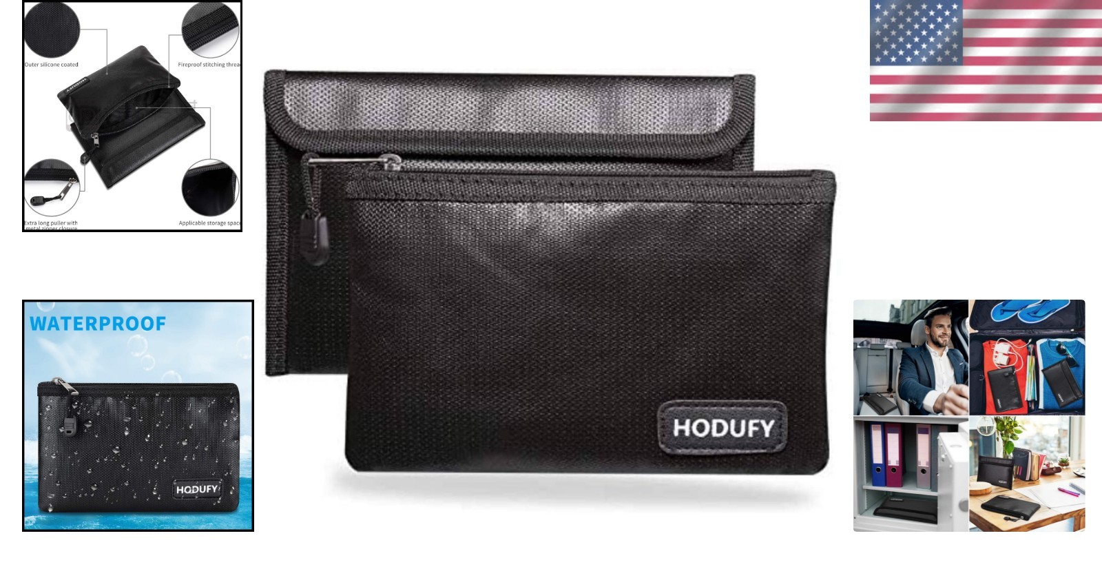 Lightweight 5 x 8 Fireproof Bag - Secure and Waterproof Storage for Valuables