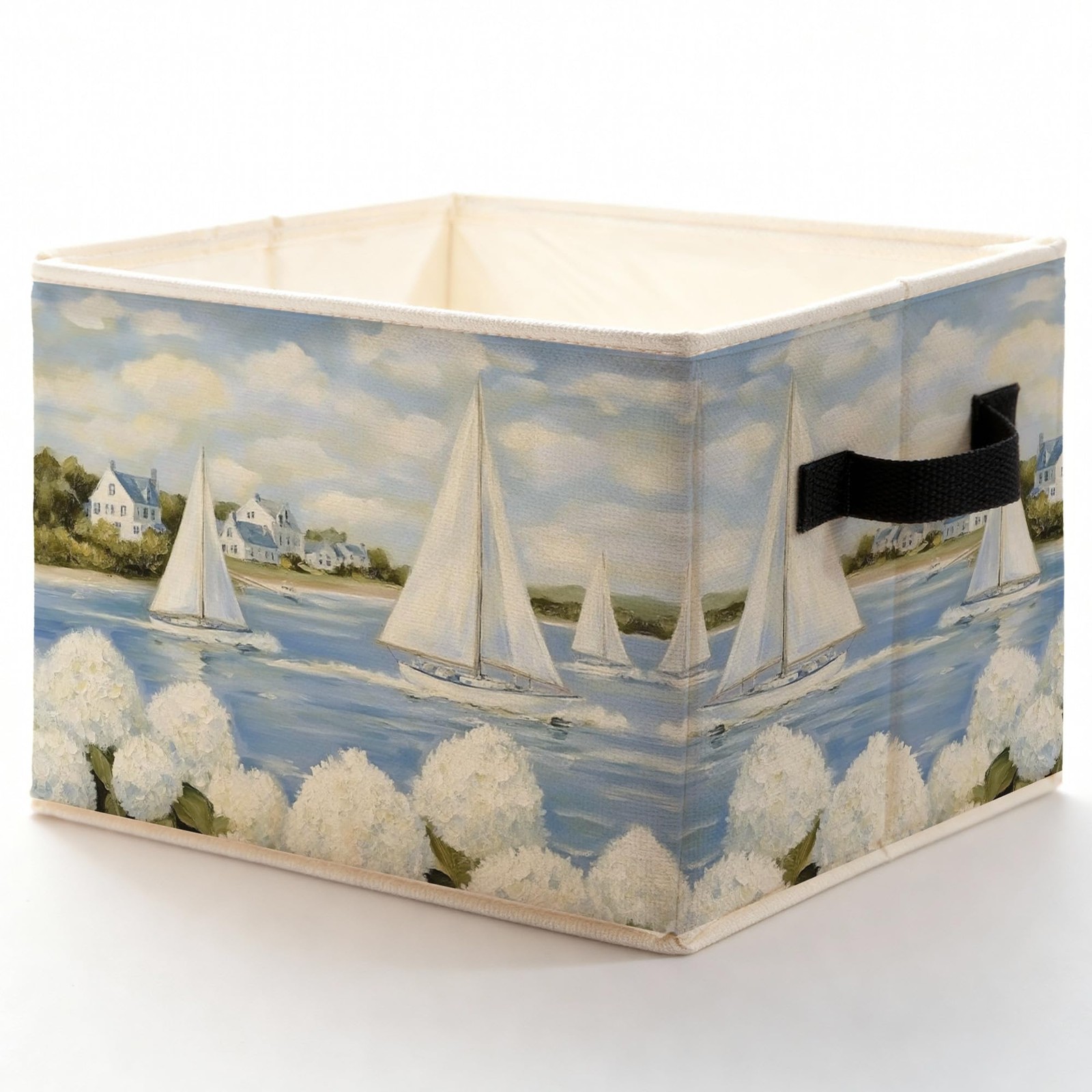 LADOCK Nautical Hydrangea Floral Storage Bins Box, Toybox for Girls, Coastal ...