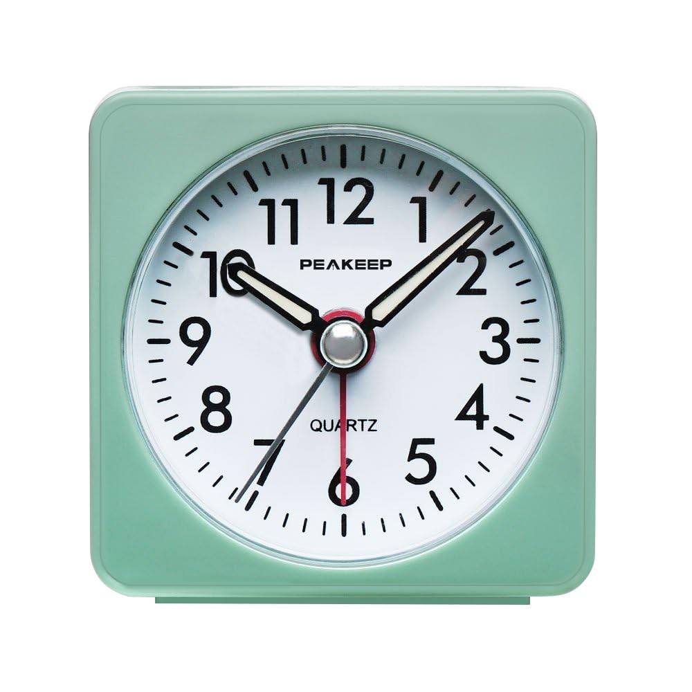 Peakeep Ultra Small, Battery Travel Alarm Clock With Snooze And Light,