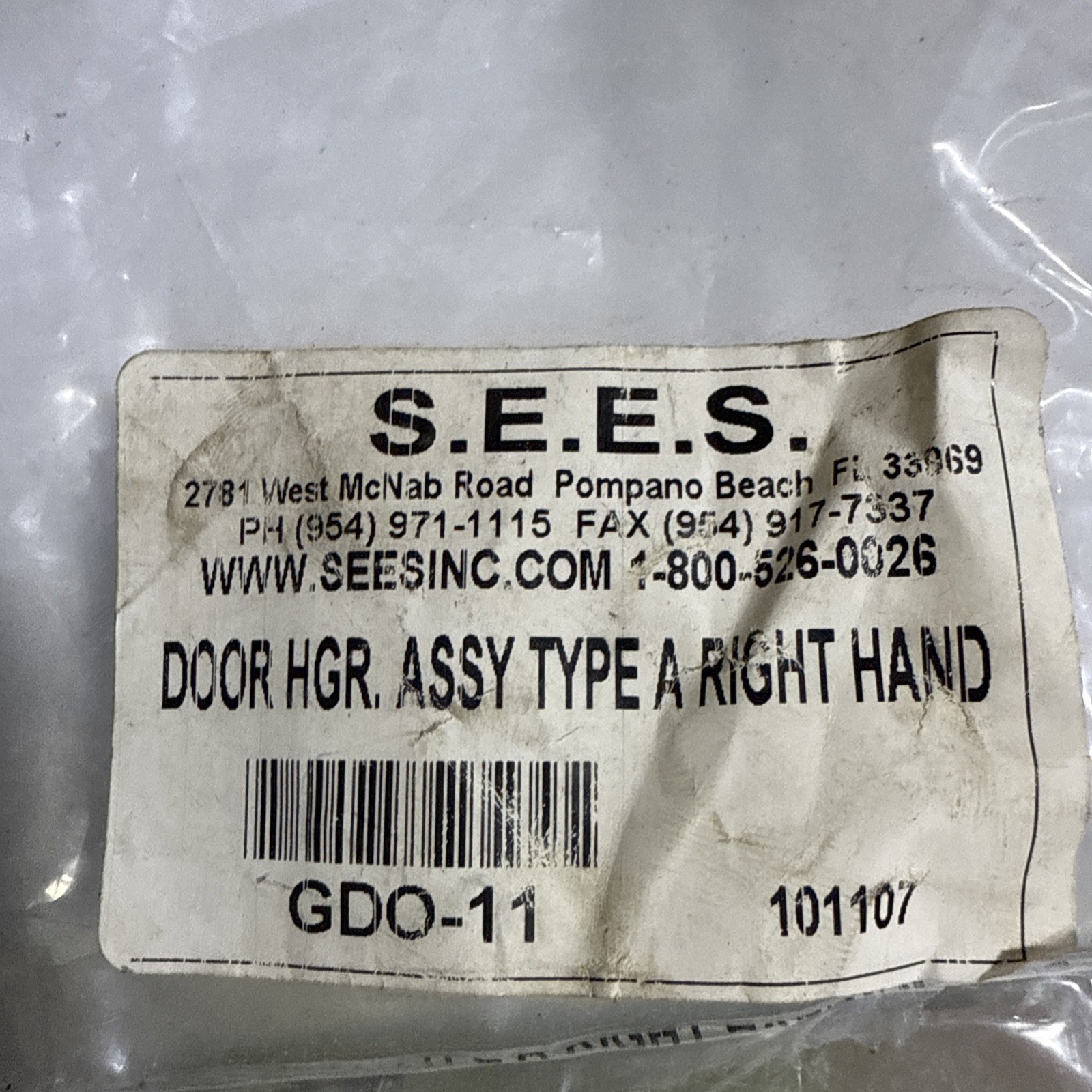 Elevator Right Hand Door Hanger Assembly, Type A (GDO-11)