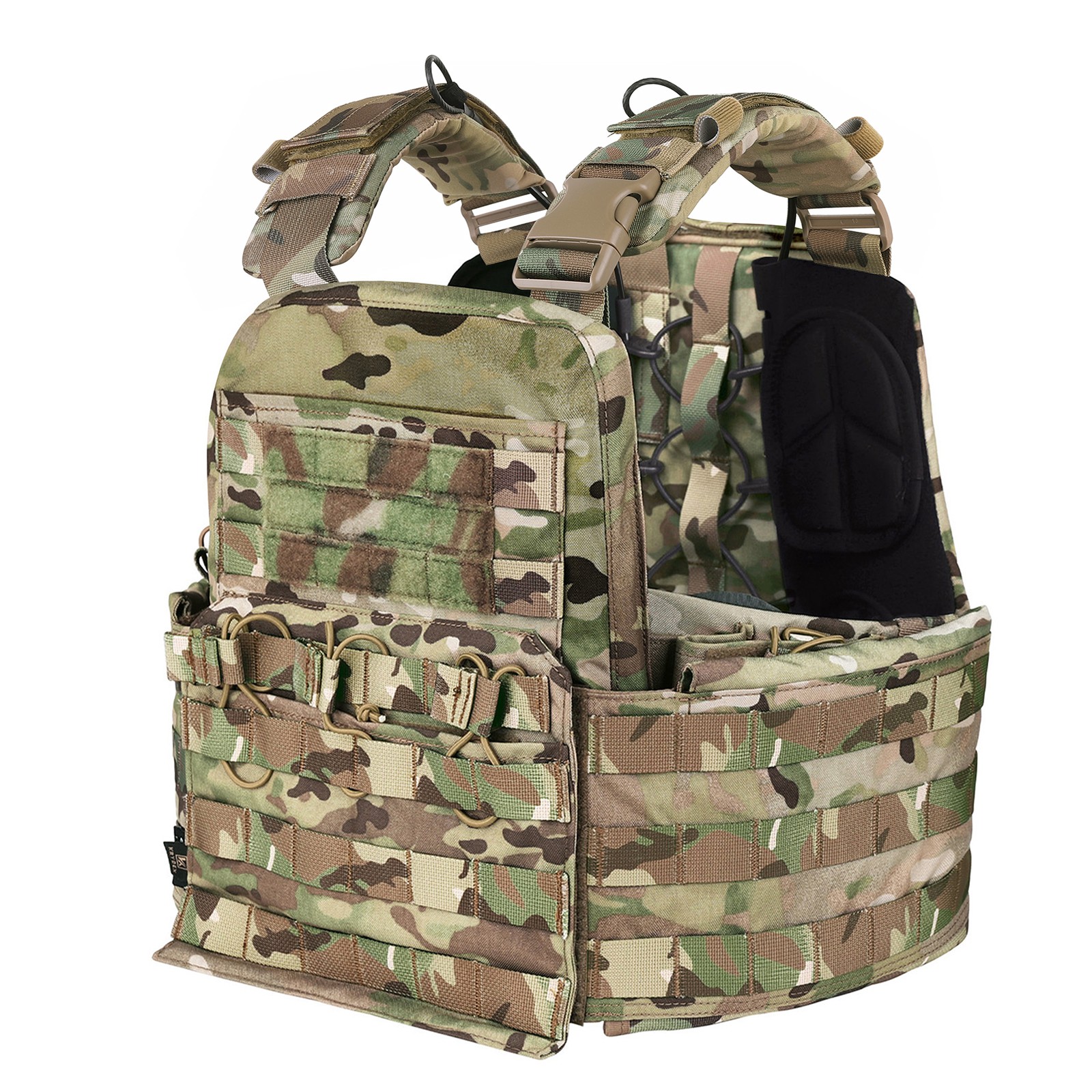 KRYDEX Plate Carrier Tactical Heavy Duty Vest with Mag Pouch MOLLE MC Camo