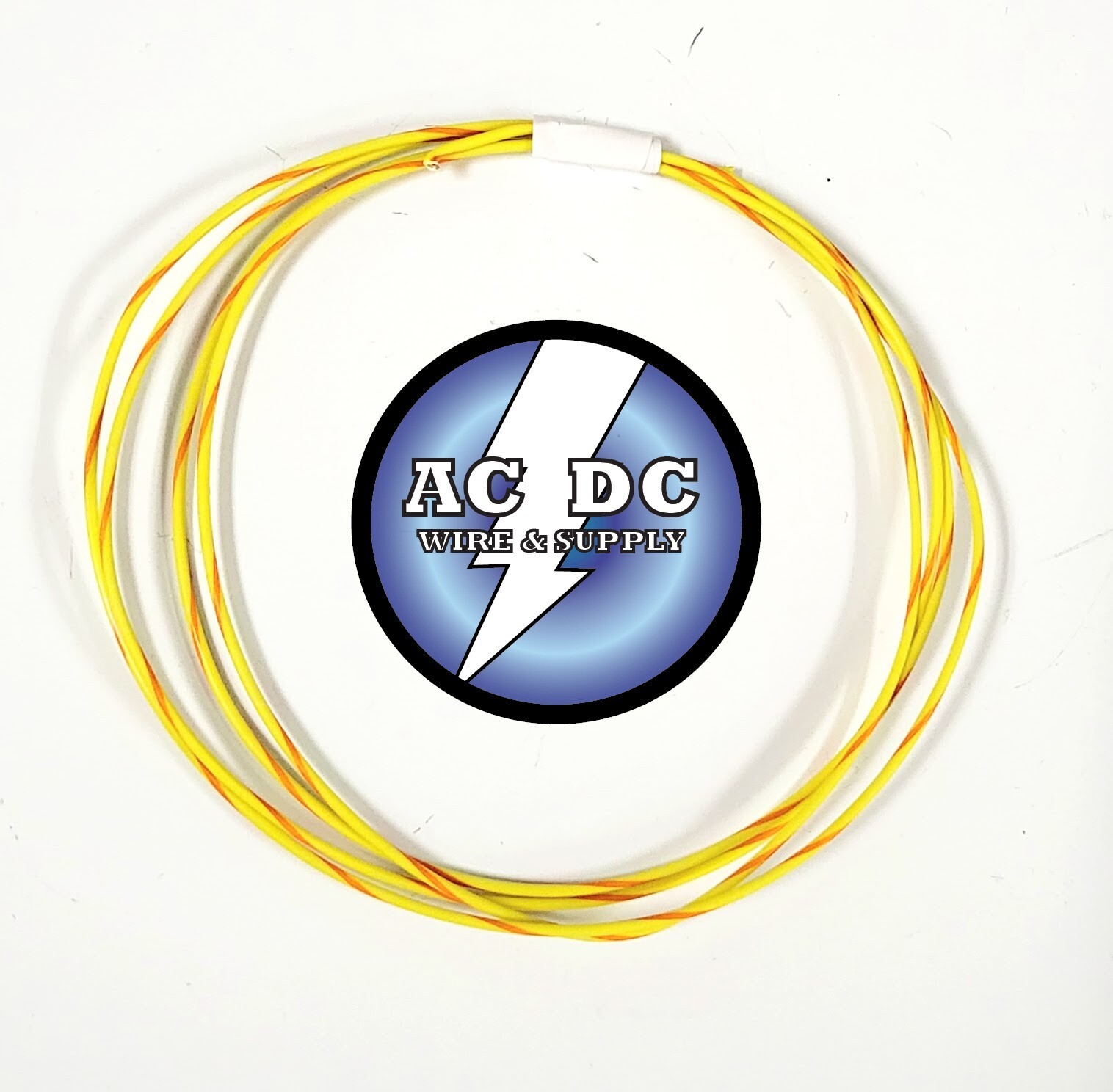 AUTOMOTIVE WIRE 22 AWG HIGH TEMP TXL WIRE YELLOW WITH ORANGE STRIPE 10 FT COIL