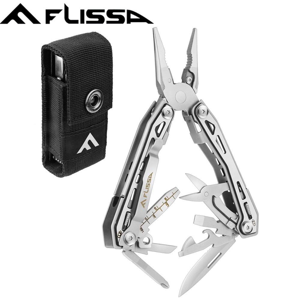 FLISSA 16-in-1 Multi Tool Plier Knife Folding Compact EDC Multitool Pocket Knife