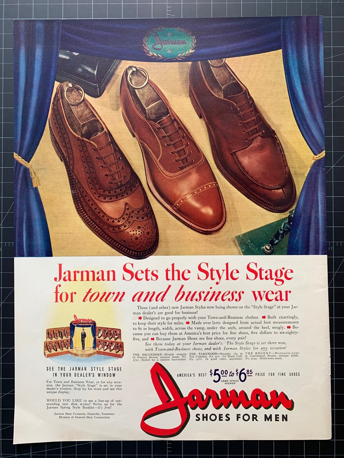 Vintage 1941 Jarman Shoes Print Ad