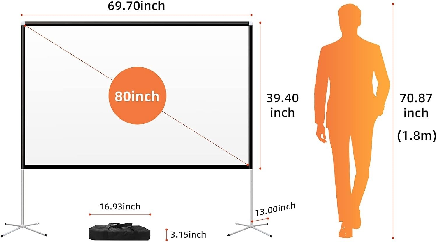 Portable Projector Screen with Stand Outdoor: Camping Projection Screen 4K Mo...