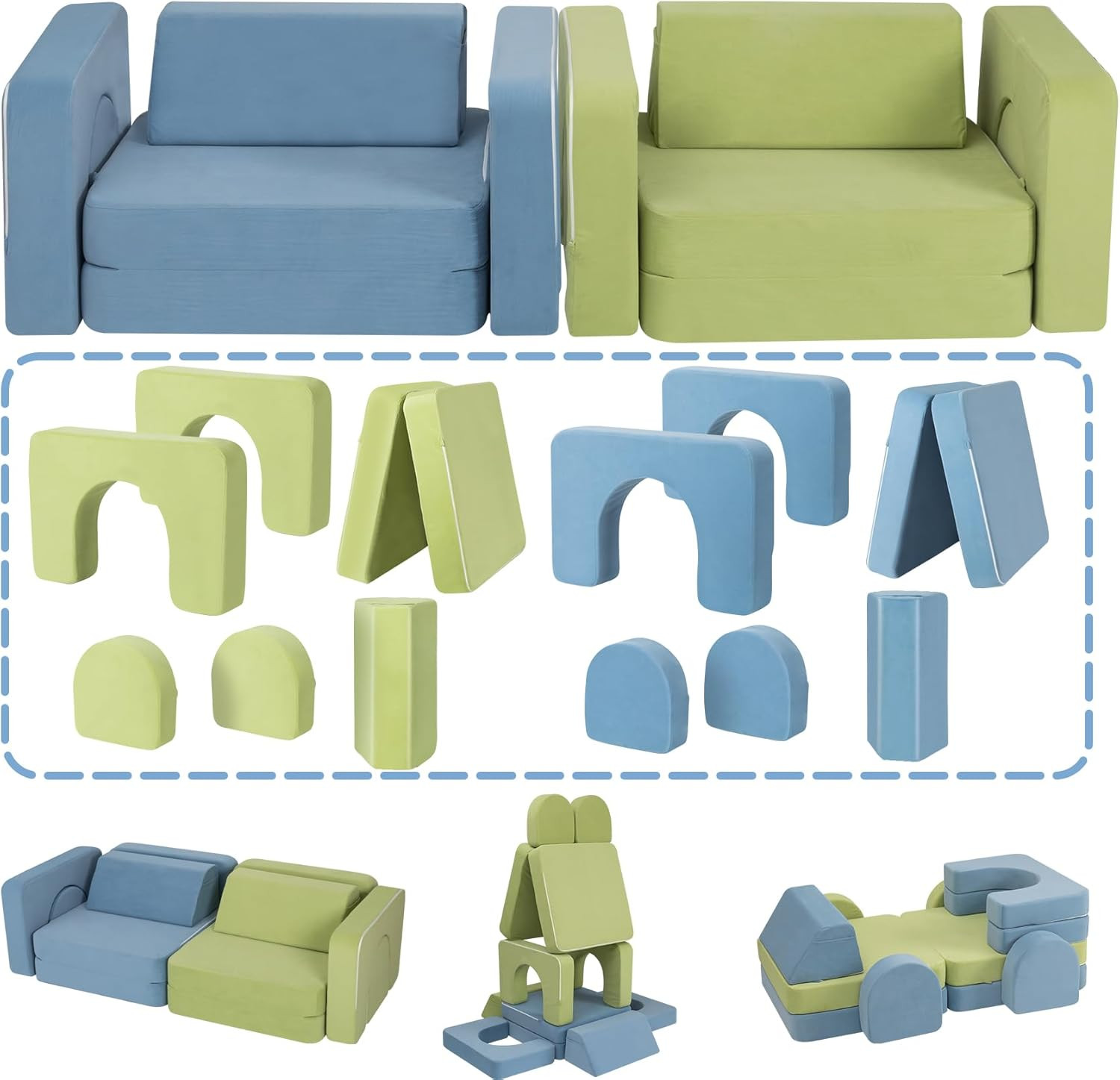 Kids Couch, Modular Kids Play Couch with 1000+ Building Options, Super Comfy Con