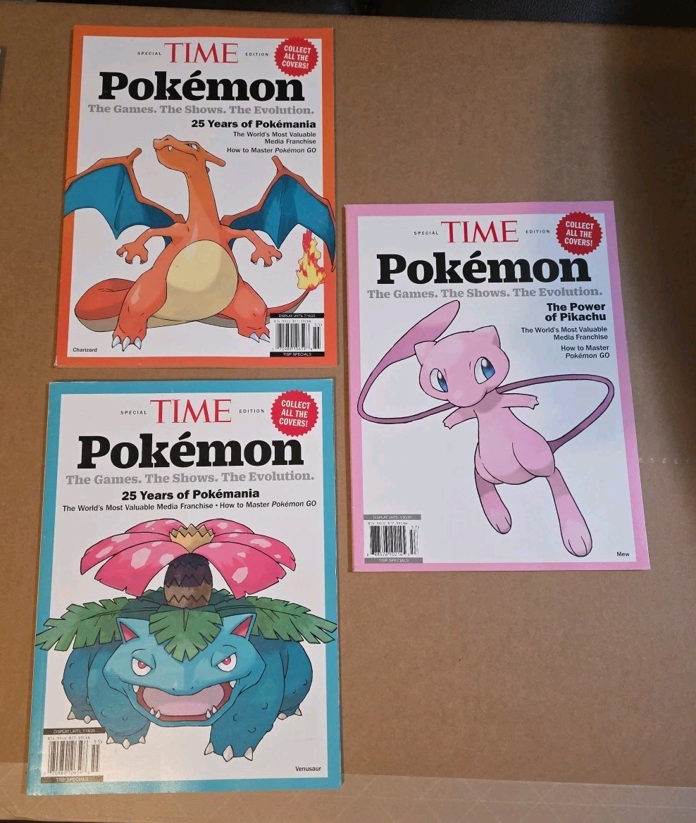 Pokemon Time Magazine Lot Of 3 Charizard Venusaur Mew Please Read