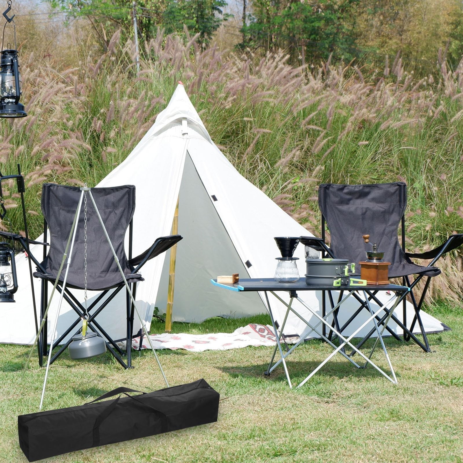 55 Inch Camp Chair Bag, Nylon Foldable Carrying Bag Zippered Bag with Shoulde...