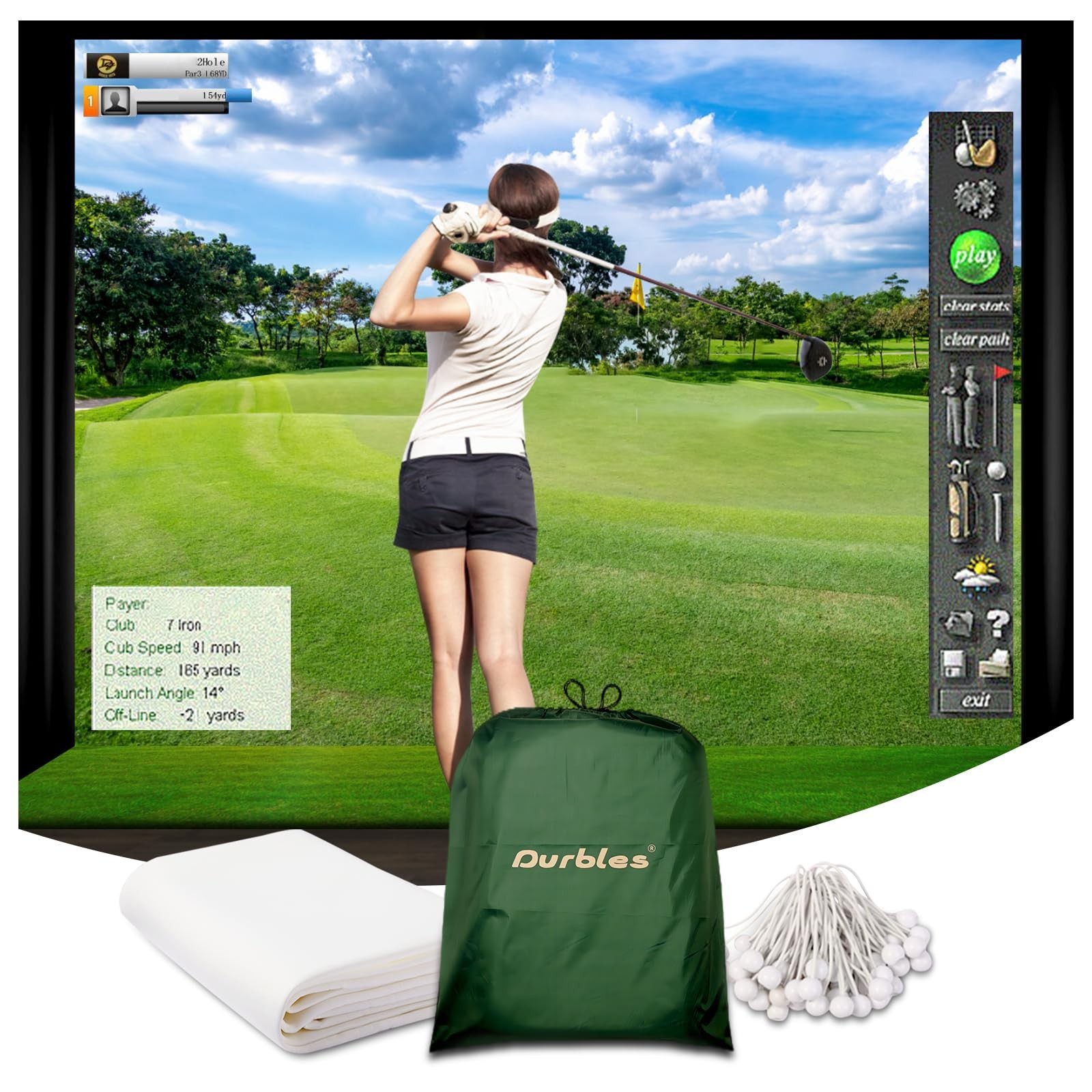 Golf Simulator Impact Screen, Premium Triple Layer Launch Monitor Projector S...