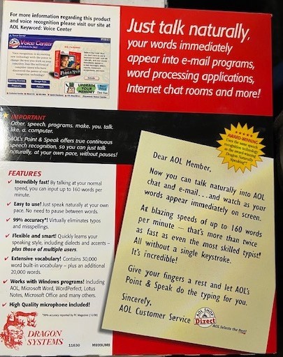 AOL’s Point and Speak Speech Recognition by Dragon Systems, NEW