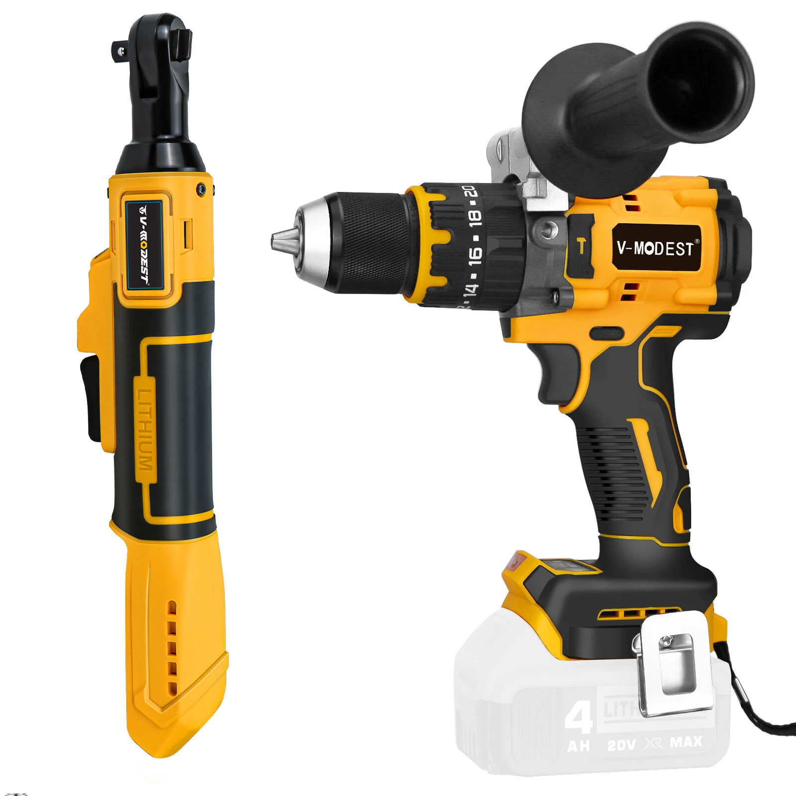 Cordless Hammer Drill/Ratchet Wrench Power Tool Combo Kit For DEWALT 20V Battery