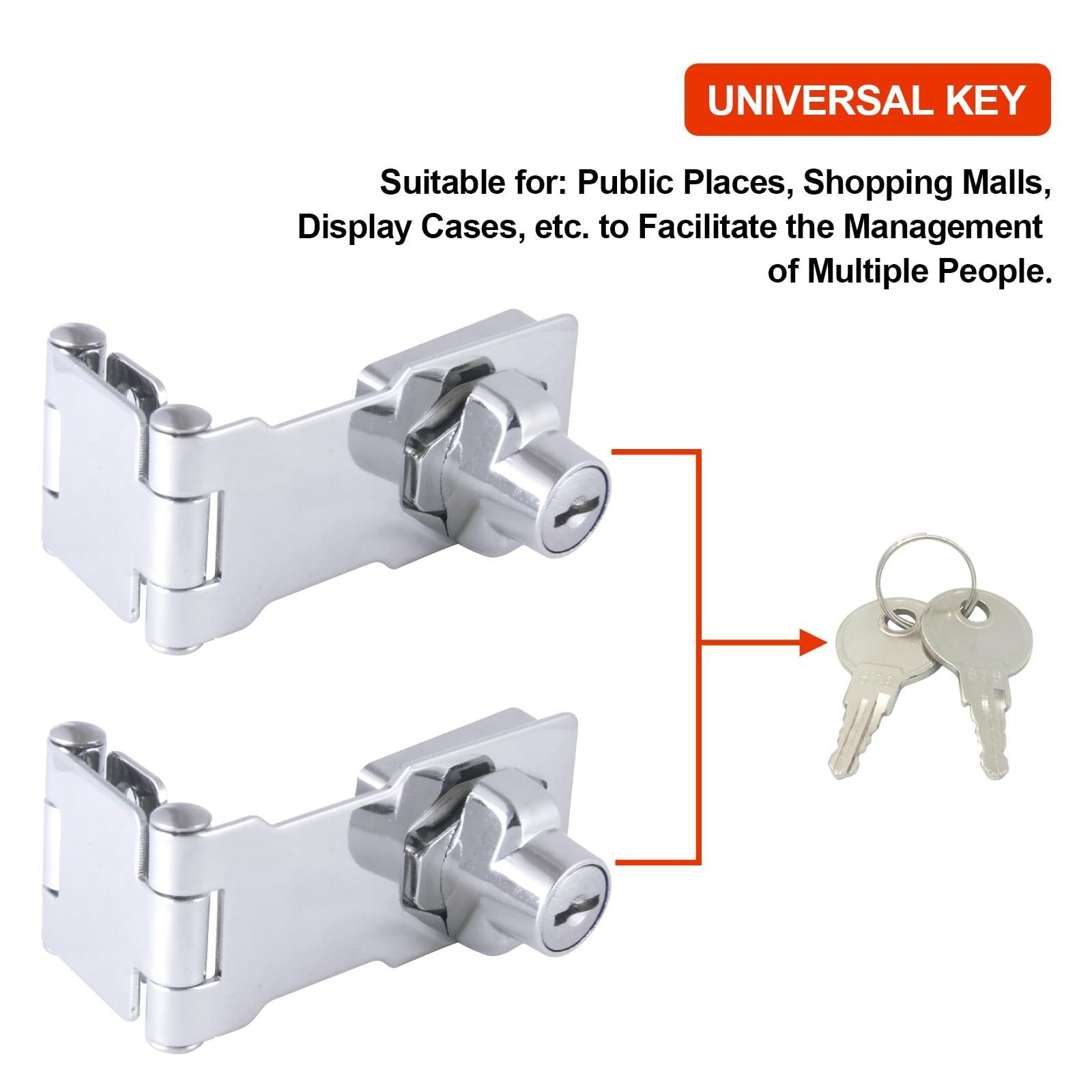 2 Pack Door Lock Hasp Latchs, Collapsible Solid 304 Stainless Steel File Cabi...