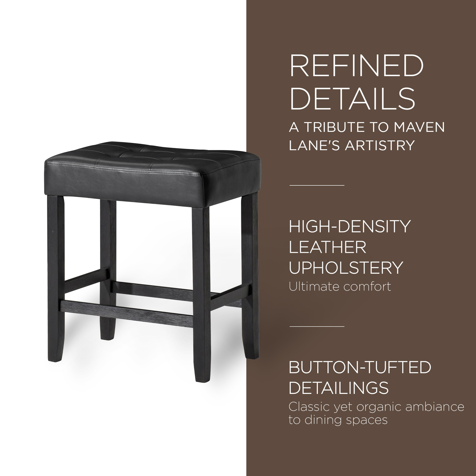 Carte: A La Carte Home Harper Counter Stool in Rustic Black Wood Finish Set of 2