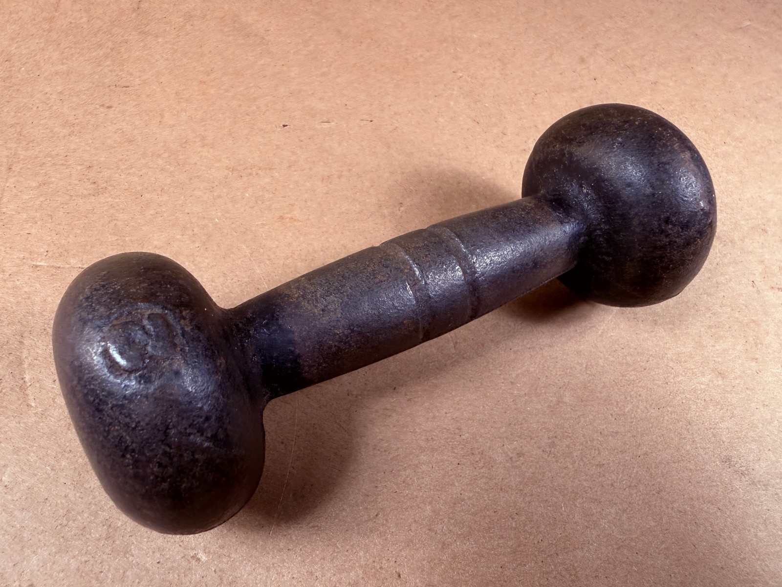 Vintage 2 lb Pound Cast Iron Round Bun Head Dumbbell