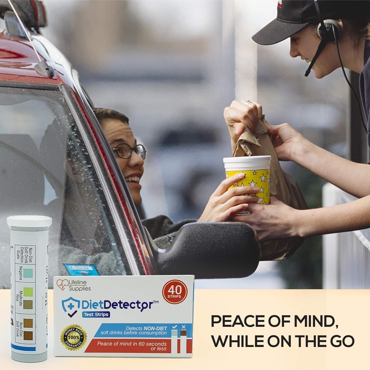 40 Disposable Diet Drink Testing Strips - Assure Sugar-Free Beverages Anywhere