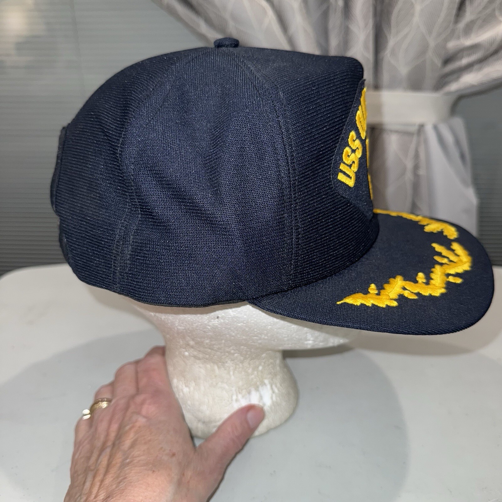 USS OLIVER HAZARD PERRY FFG -7 Navy w Gold Hat Cap Knit Snapback EUC
