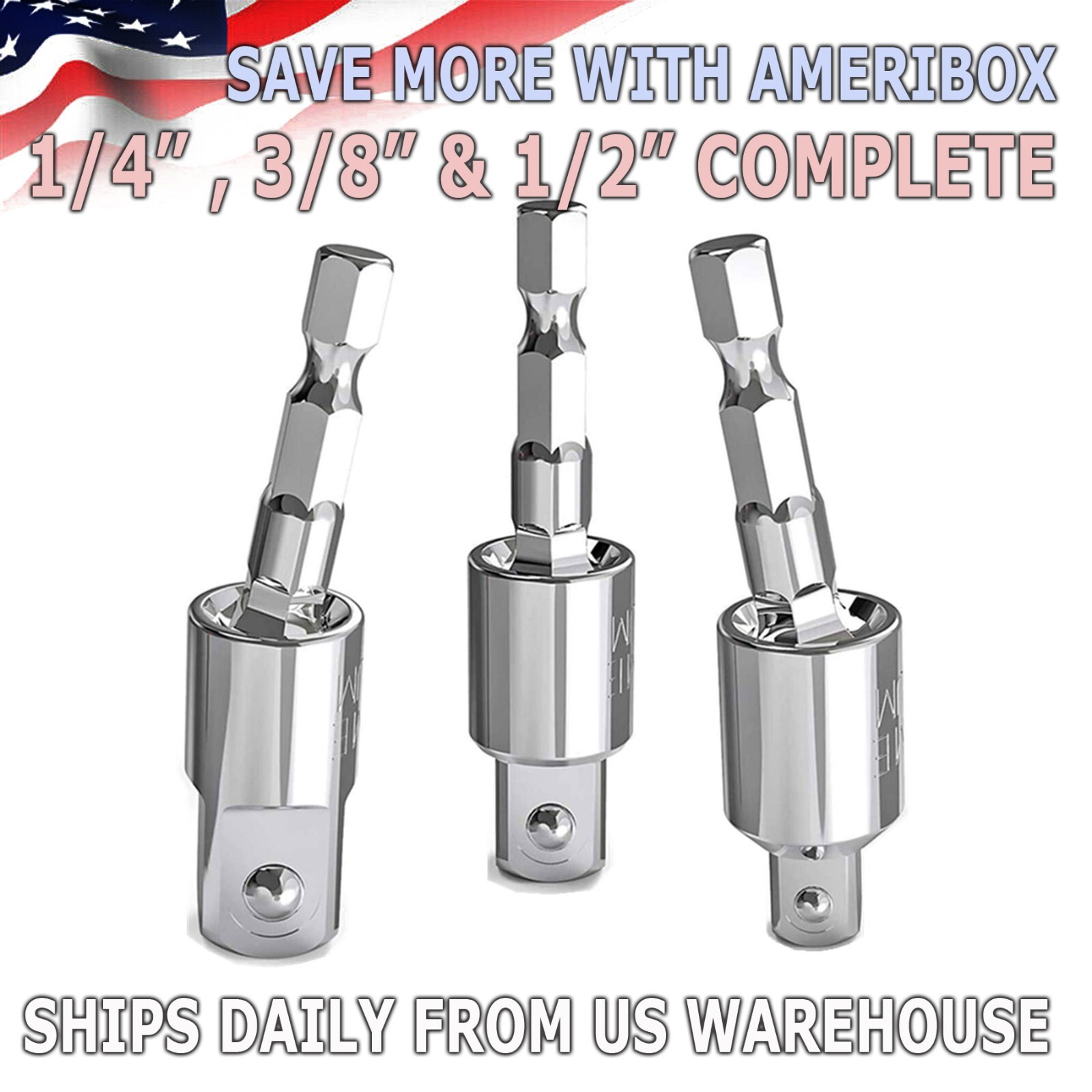 1/2" 1/4" 3/8" Hex Shank Drill Bit Wrench Socket Adapter Drive Ratchet Extension