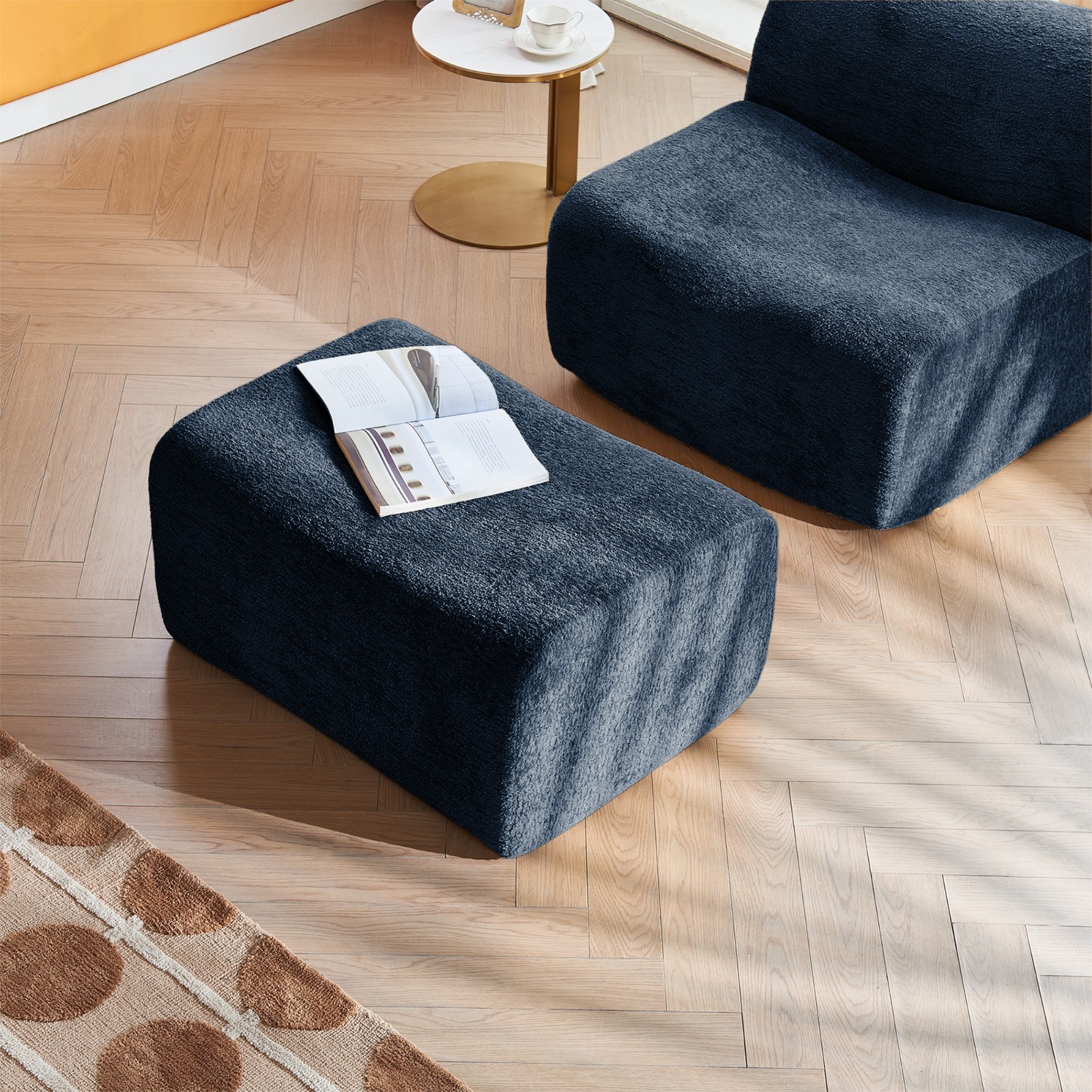 Space-Saving Single Foam Sofa Chair with Footrest & Pillow