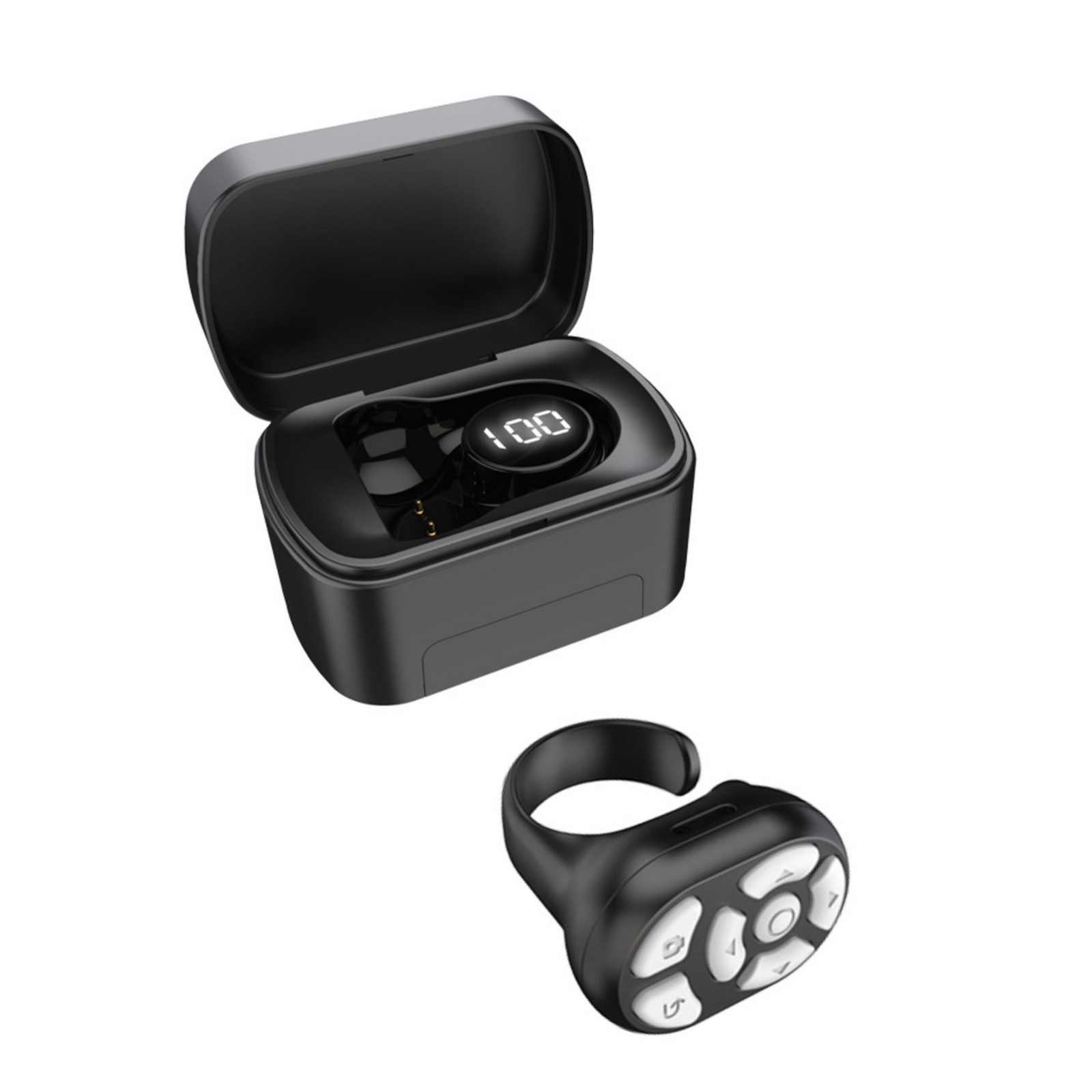 Black Remote Control Scrolling Ring With Charging Compartment Versatile Tool