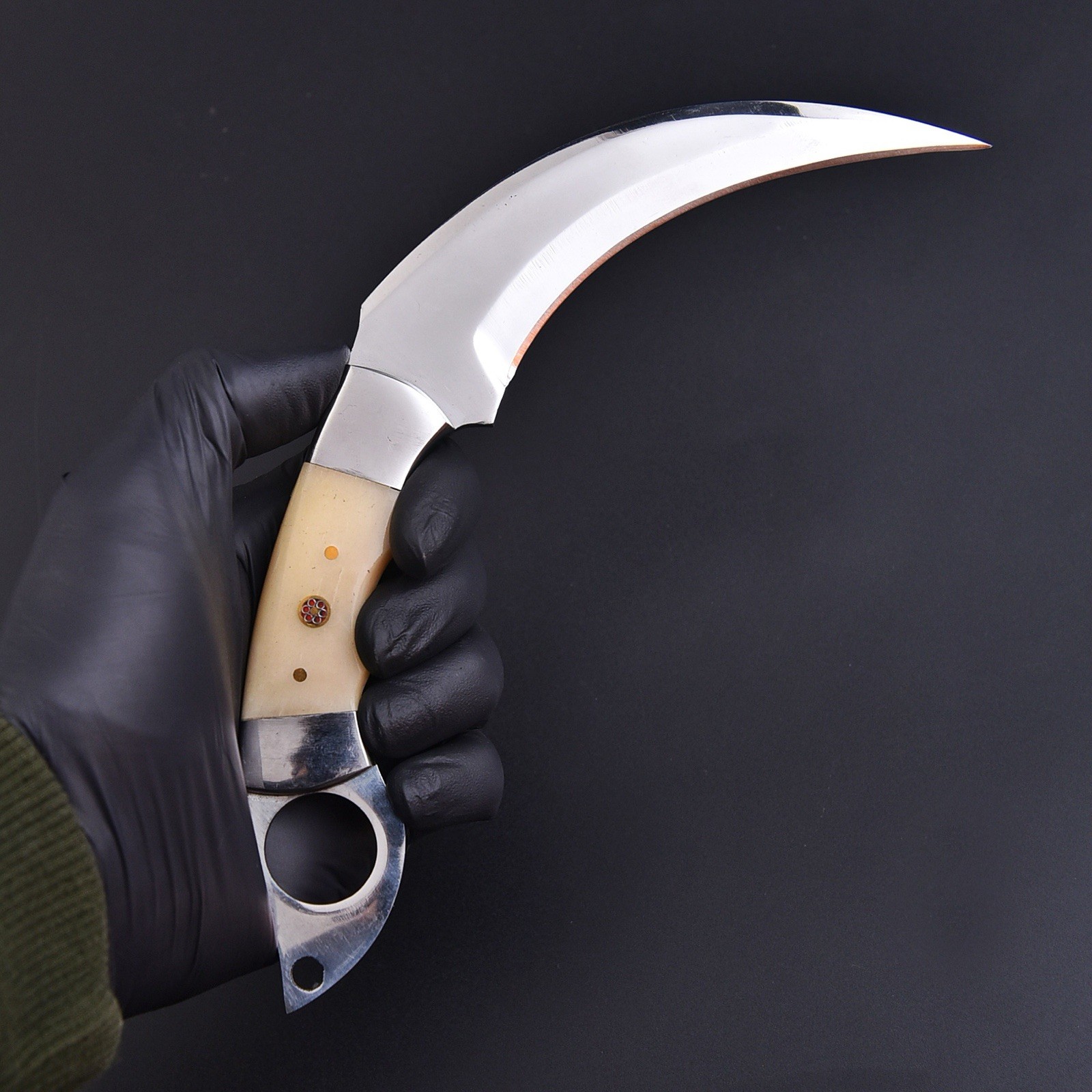 Handmade Fixed Blade Karambit Knife Tactical Claw with Belt Leather Sheath