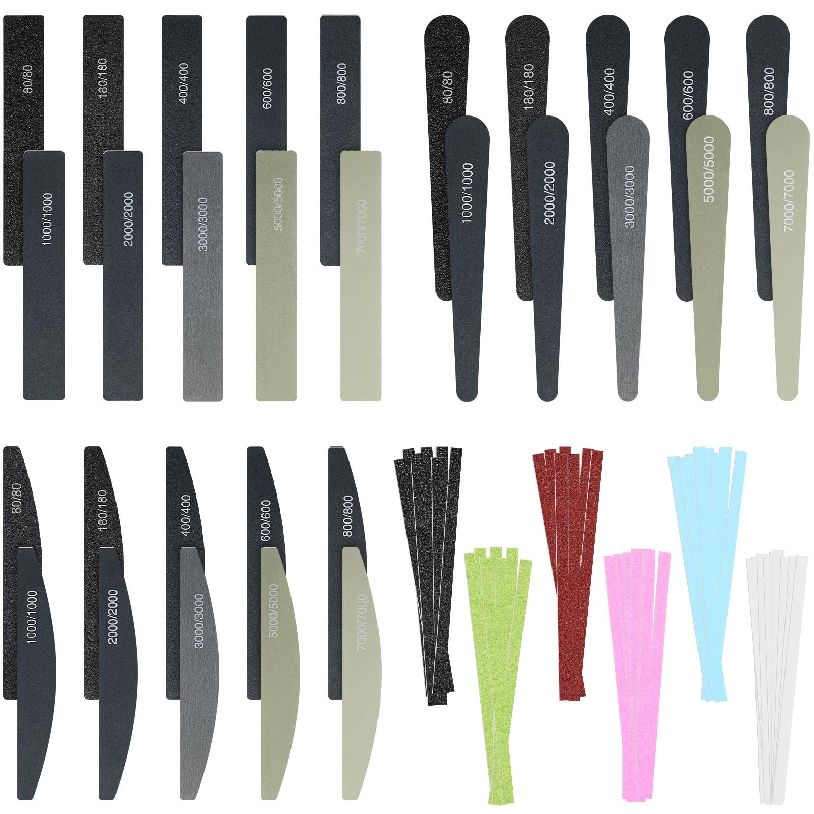 Honoson 60 Pcs Sanding Sticks for Plastic Models Set Include 30 Polishing...