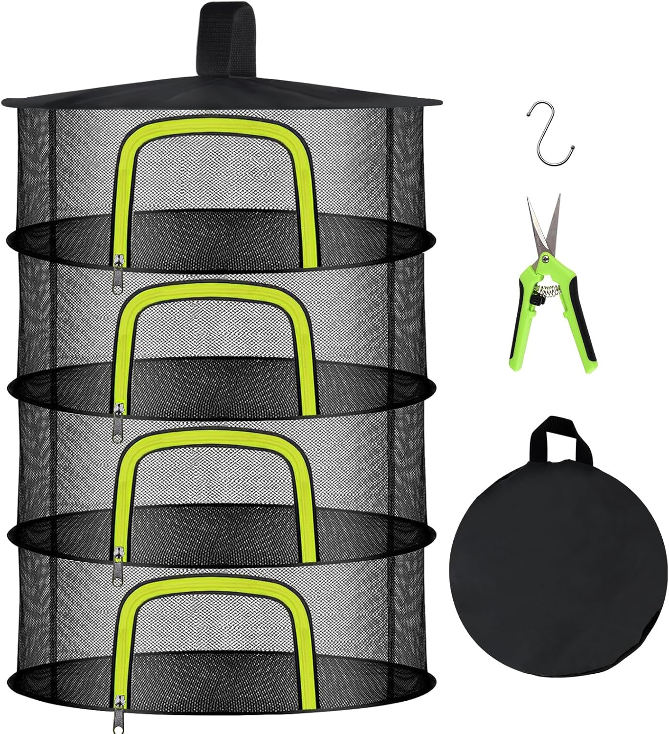 4 Layer Herb Drying Rack, Hanging Mesh Net, Foldable Plant Drying Rack With U-Sh