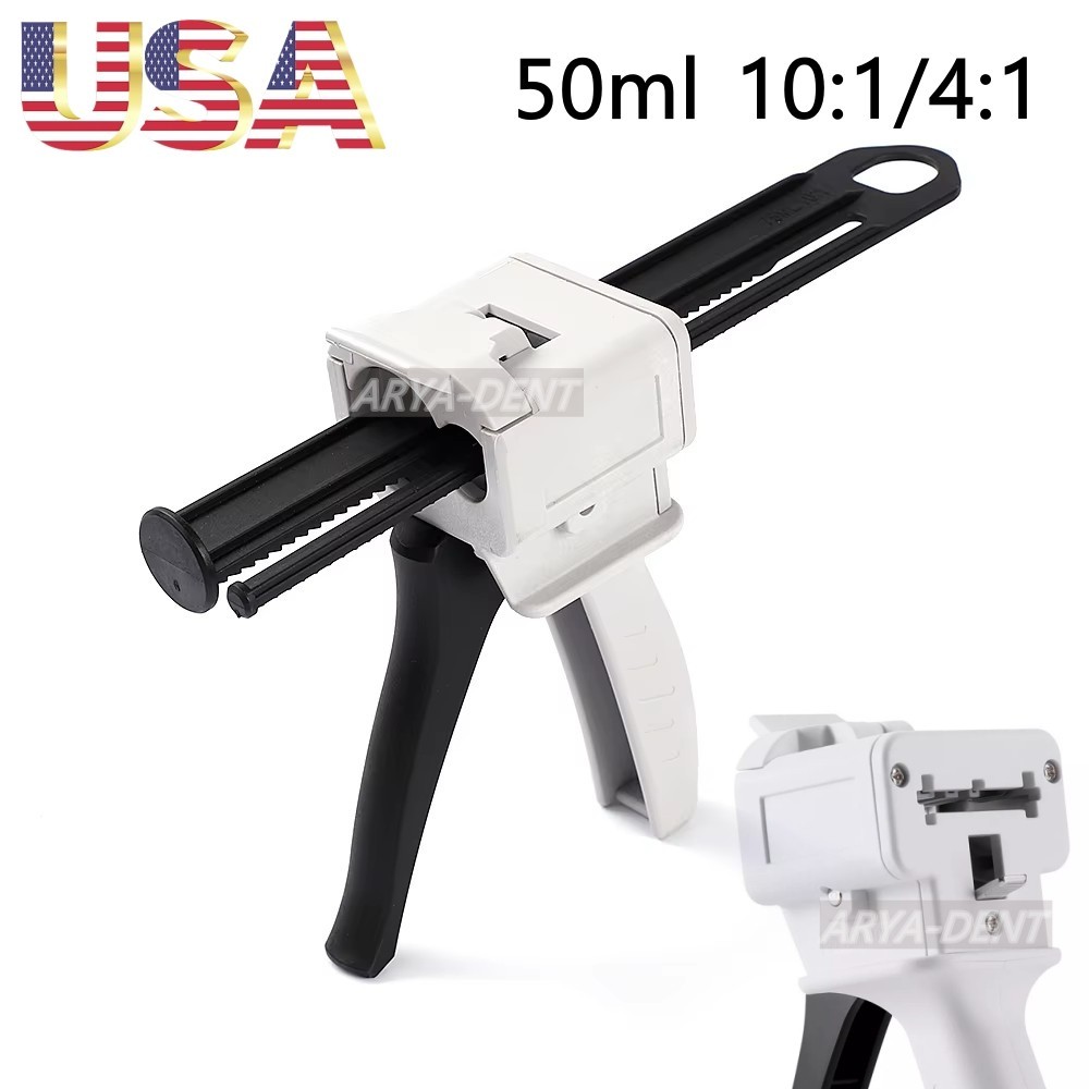 50ml Dental Impression Universal Cartridge Mixer Dispenser Delivery Gun 4:1 10:1