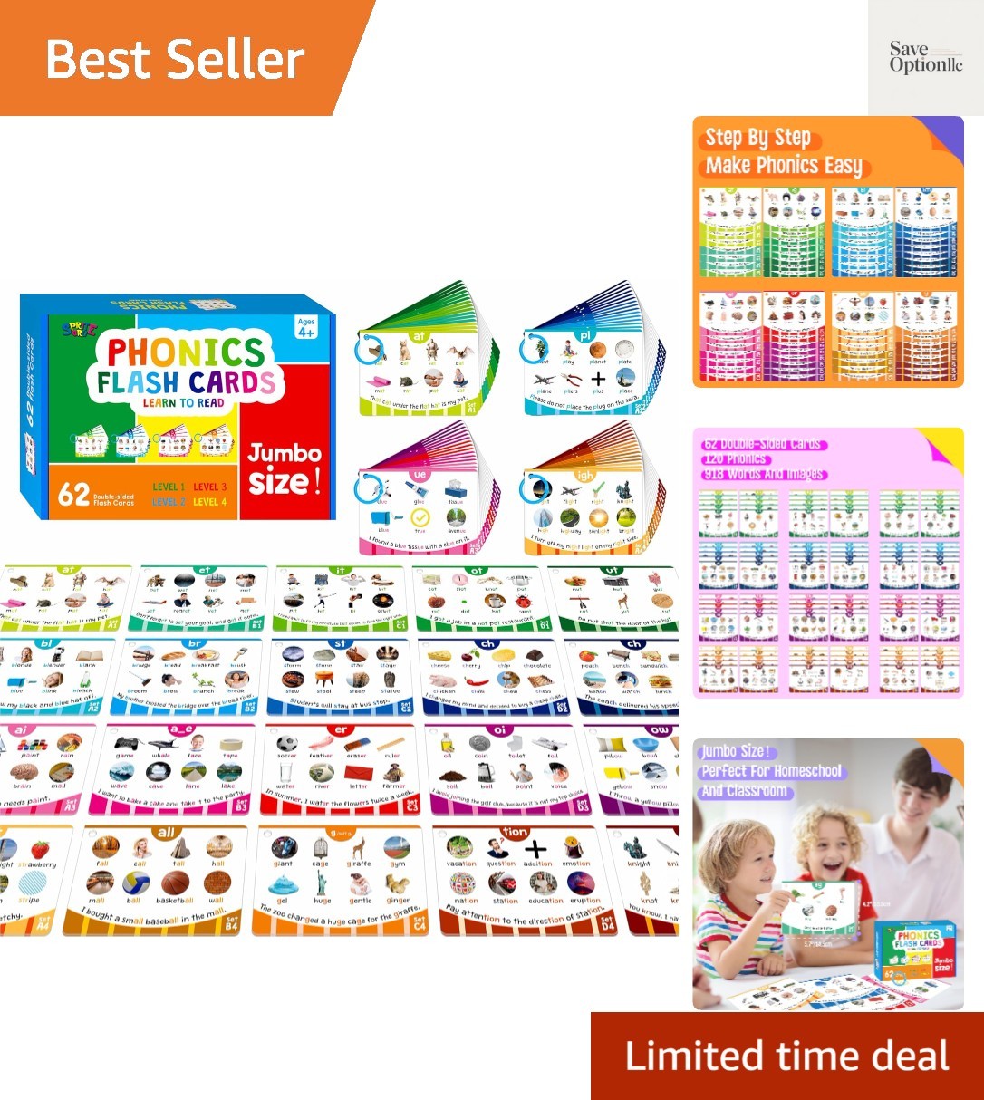 Phonics Flashcards, 120 Phonics 62 Double-Sided Cards - 20 Phonic Group Sets ...