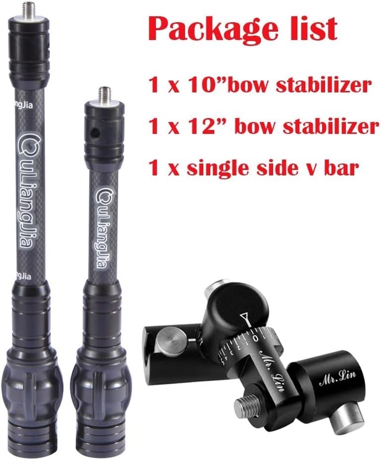 Archery Bow Stabilizer 10"&12" Compound Bow Single Side V-bar Bow Stabilizer Set