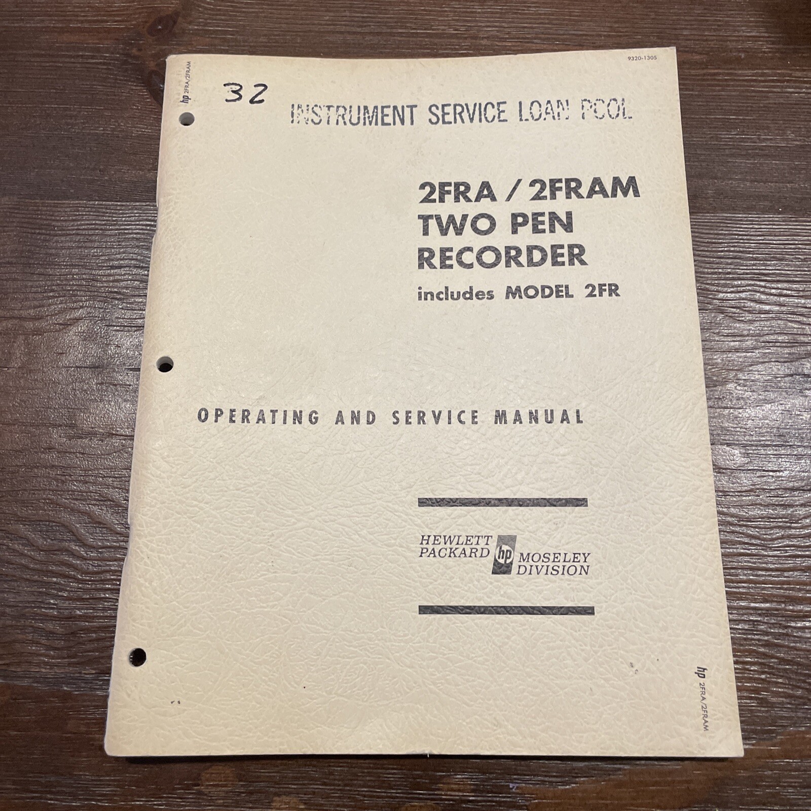 HP 2FRA/2FRAM Two Pen Recorder Operating & Service Manual 9320-1305