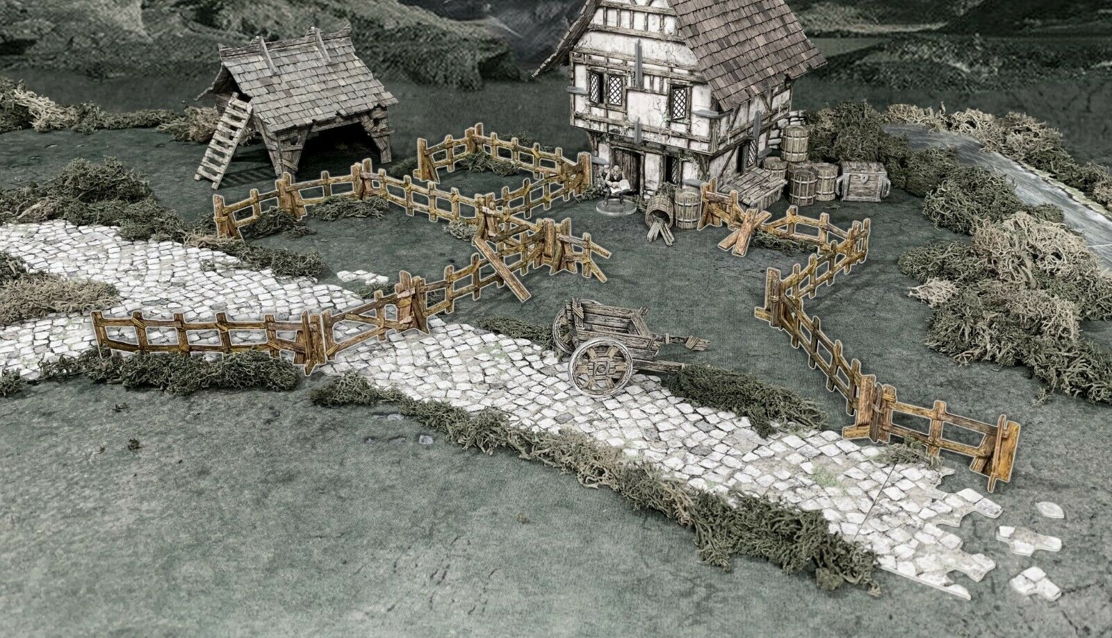 Wooden Fencing Terrain - D&D DND Fantasy Scenery Battle Systems