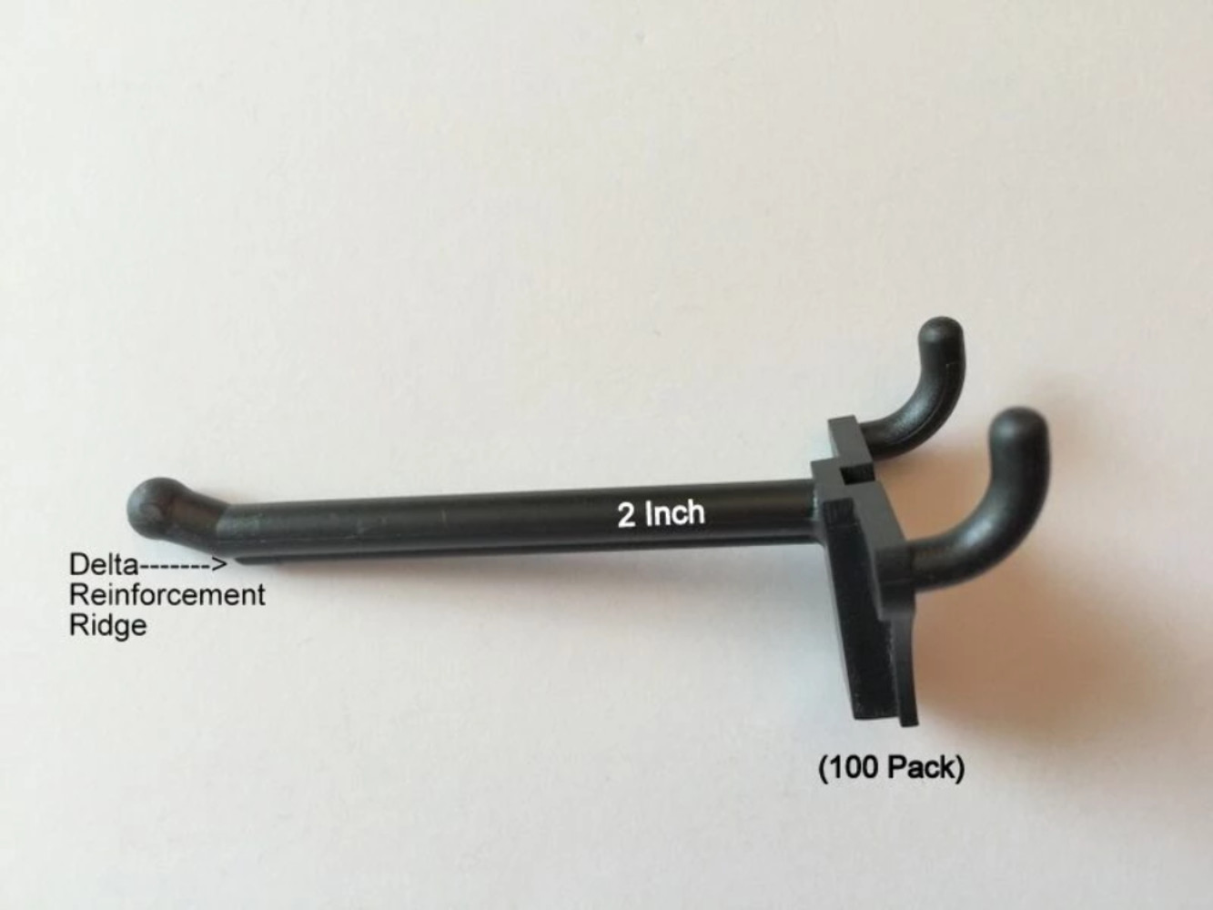 100 2" Black Plastic Peg Hooks Garage, Storage, Retail Pegboard Display USA Made