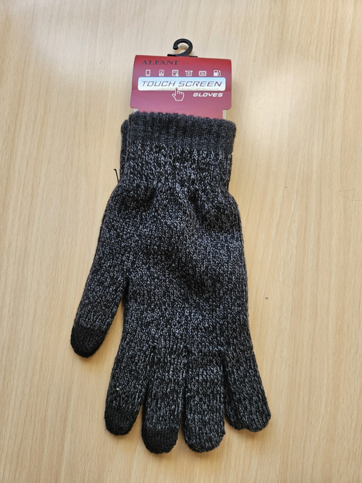 Alfani Solid One Knit Touchscreen Men's Winter Gloves Black O/S
