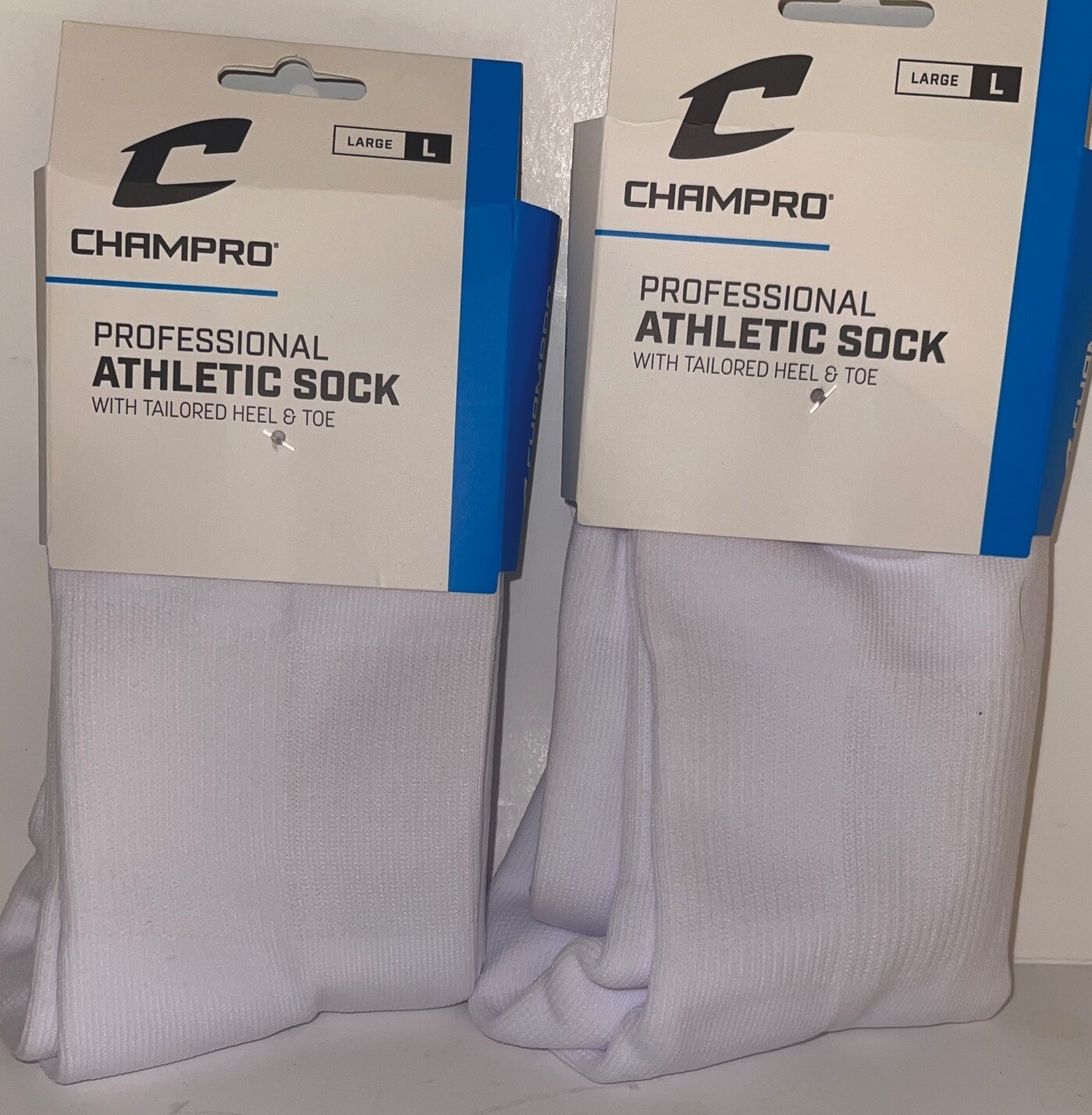 2 Pairs Champro Athletic Sport Football Soccer Baseball White L