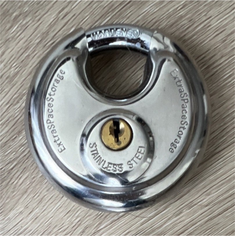 Stainless Steel Disc Padlock w/ Keys Hidden Shrouded Silver