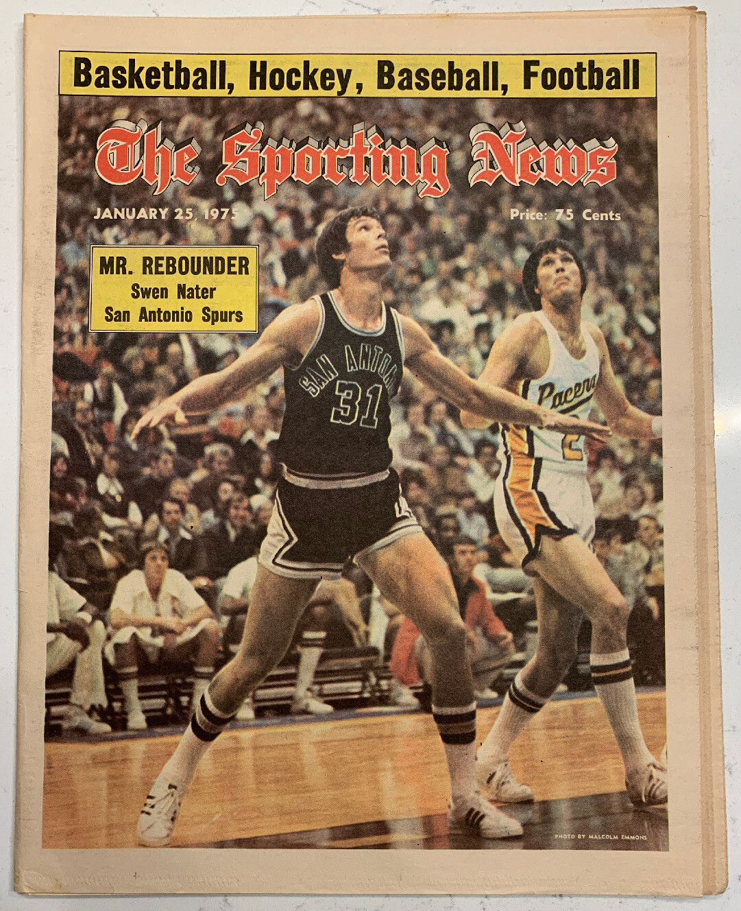 The Sporting News January 25, 1975 Swen Nater,San Antonio Spurs,(B33)
