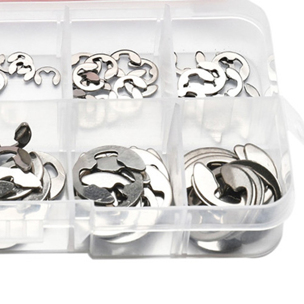 120pc Retaining Ring Assortment Stainless Steel E-Clips Washers M1.5-M10