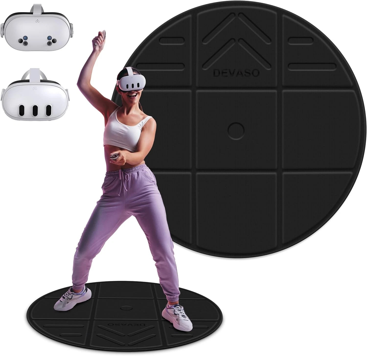VR Play Mat Round Non-Slip Anti-Fatigue Foldable for Quest 3 PSVR2 Vive Gaming