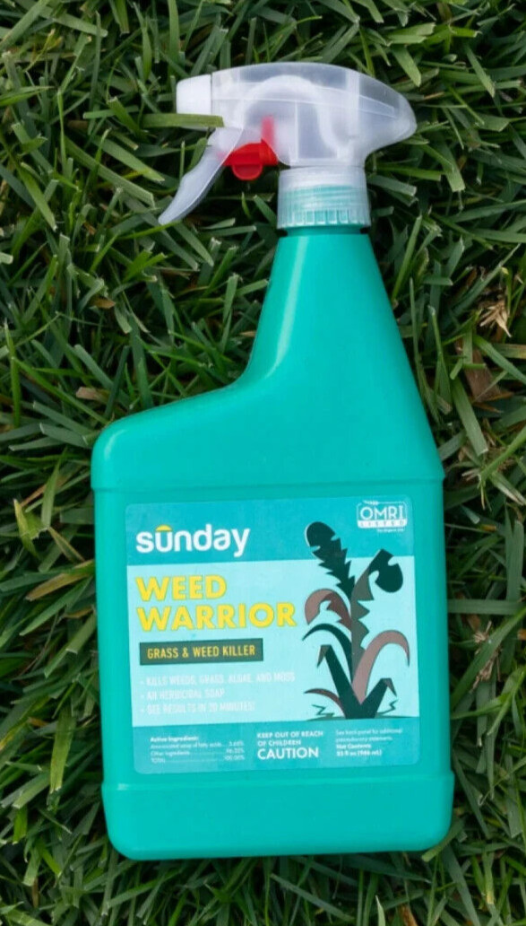 Lot of 2 Sunday Weed Warrior 32oz Grass & Weed Killer Spray OMRI Listed