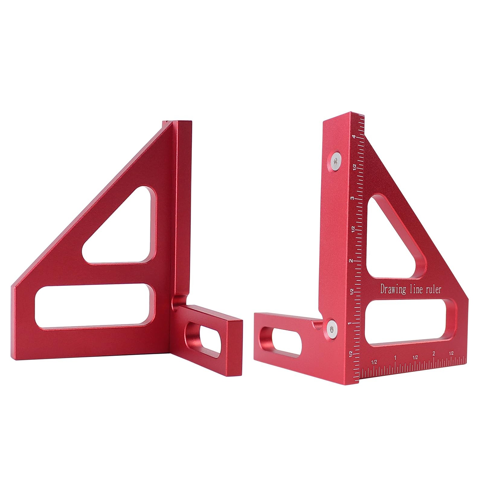 KETIPED Imperial 3D Multi-Angle Measuring Ruler,45/90 Degree Red(Imperial)