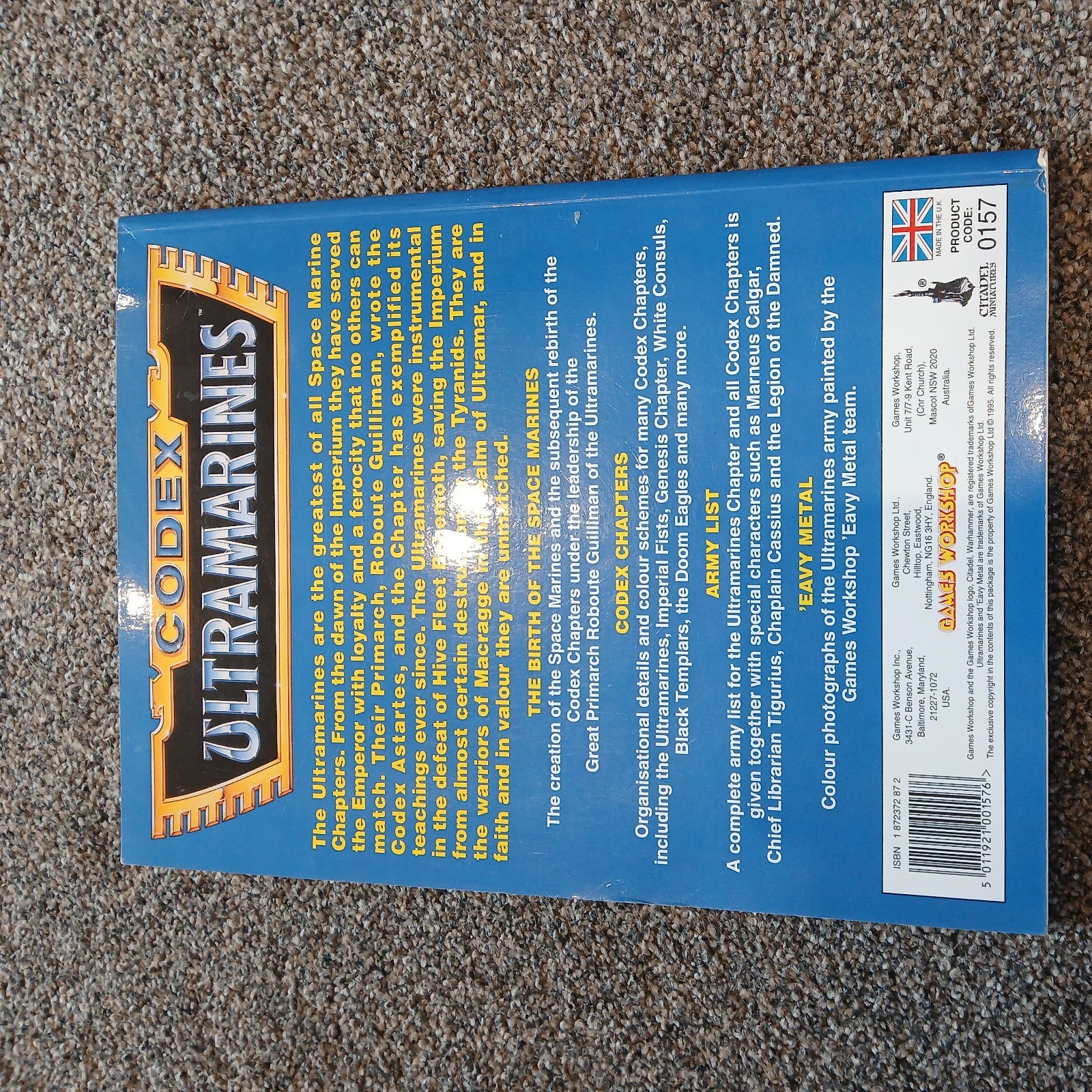 Codex Ultramarines Games Workshop Warhammer 40,000 Supplement 1995