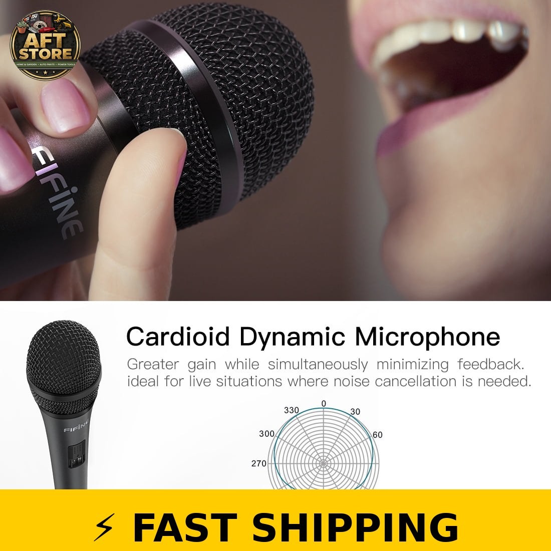 FIFINE K6 Wired Karaoke Microphone with 14.8ft Cable