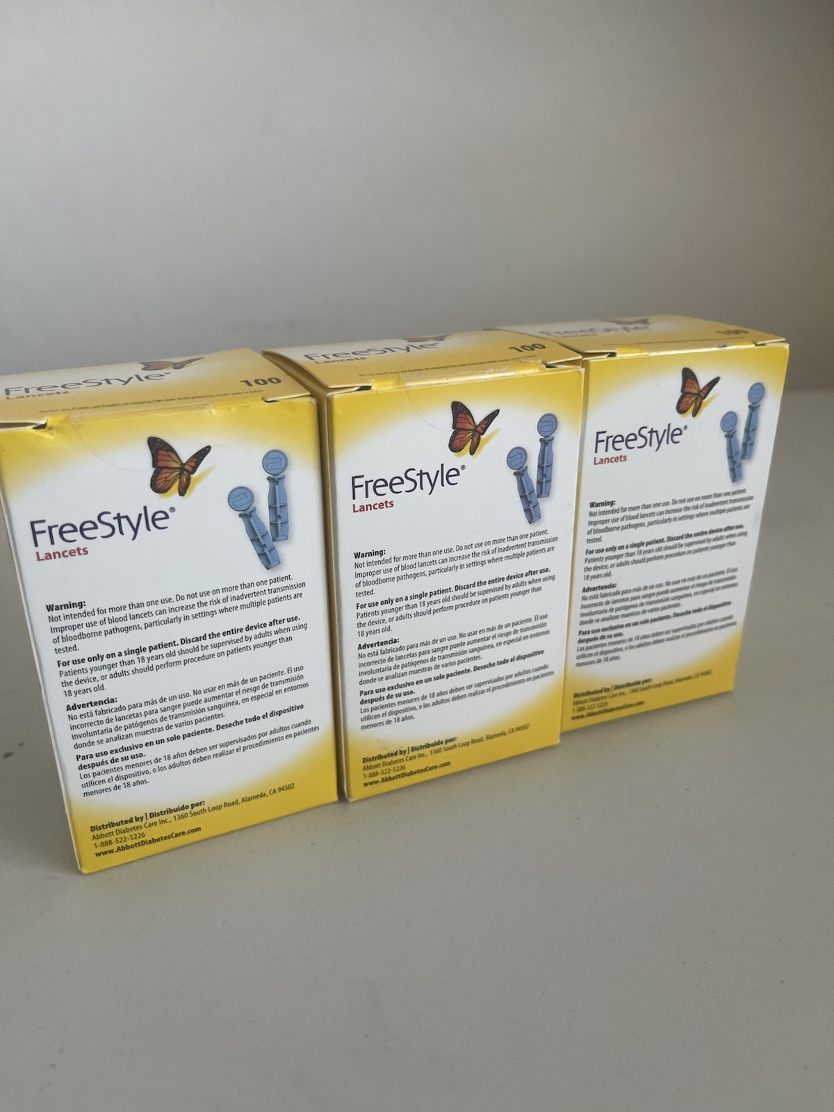 3 boxes of Freestyle 28 Gauge Sterile Lancets, 100 Count. 300 in total